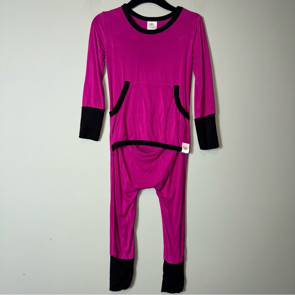 Ready Set Romper Girls Magenta Black Bamboo 12-24 months